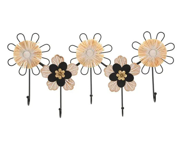 Cuier Flowery, Mauro Ferretti, 61 x 5.5 x 30.5 cm , fier, maro/negru