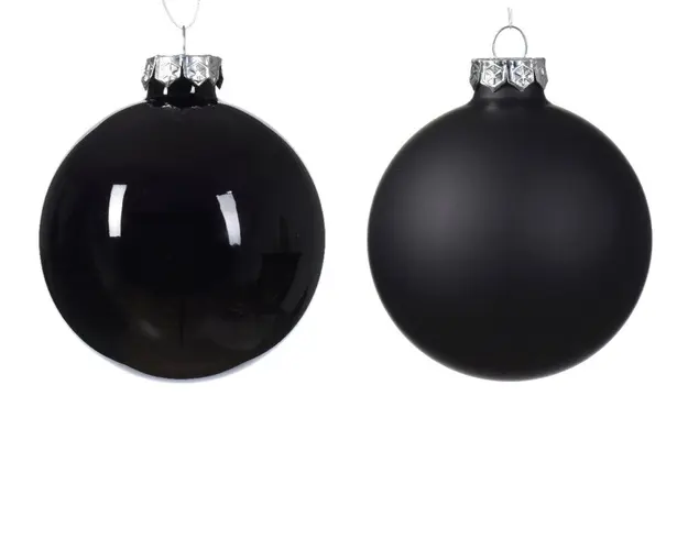 Cutie cu 12 globuri asortate Baubles, Decoris, Ø8 cm, sticla, negru