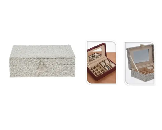 Cutie pentru bijuterii Boucle, 25x16x7 cm, poliester, bej