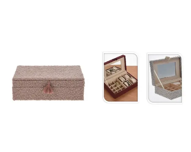 Cutie pentru bijuterii Boucle, 25x16x7 cm, poliester, roz
