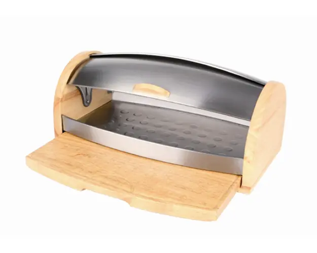 Cutie pentru paine cu tocator Rufus, Ambition, 40x21.5 cm, inox/lemn