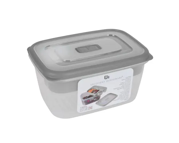 Cutie pentru pranz Excellent Houseware, 1700 ml, 14x19.5x10 cm, polipropilena, gri