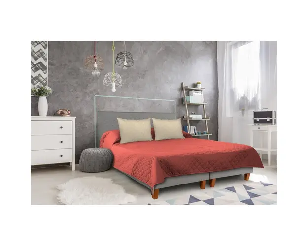 Cuvertura Double Face Alcam, 210 x 220 cm 100% microfibra, corai/crem