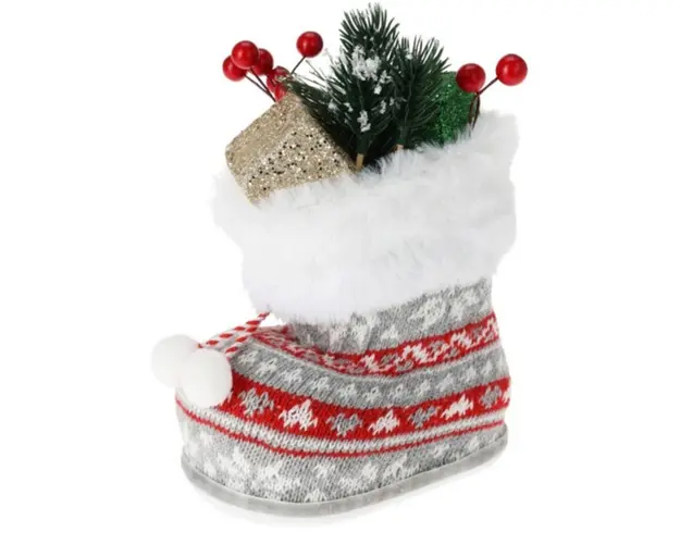 Decoratiune Boot, 14x8.5x16 cm, polistiren, gri/rosu