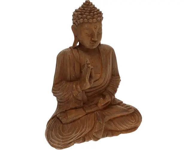 Decoratiune Buddha, 24.5x11.5x32.5 cm, poliston, maro