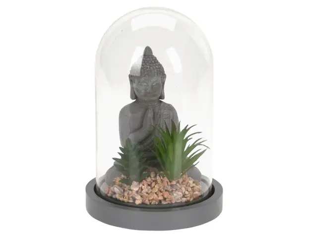 Decoratiune Buddha w aloe, 14x21 cm, polipropilena, gri