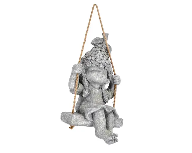 Decoratiune de gradina Bertie Sitting Girl, Bizzotto, 25x21x44 cm, magneziu, gri