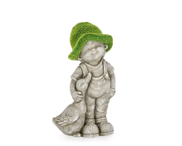 Decoratiune de gradina Boy W-Duck, Bizzotto, 25.5 x 44.5 cm, magneziu