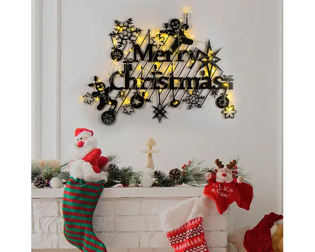 Decoratiune luminoasa XMASBLACK-023, Tanelorn, 95x69 cm, metal, negru