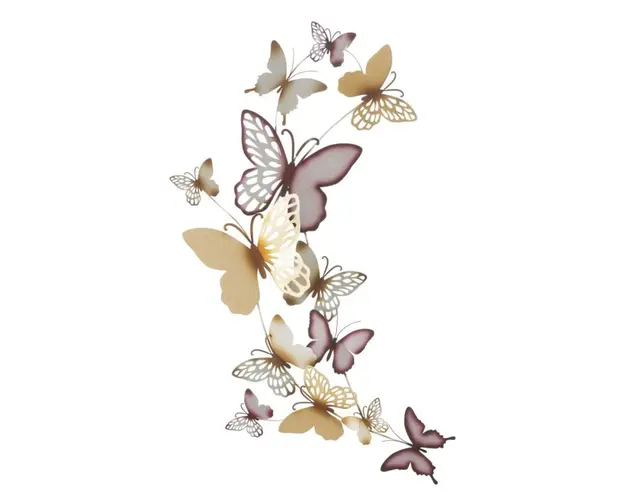 Decoratiune de perete Butterflies Bordeaux, Mauro Ferretti, 59.5x111.5 cm, fier, multicolor