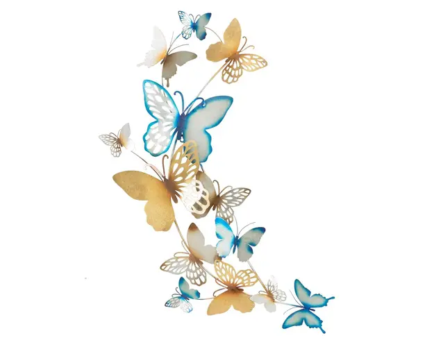 Decoratiune de perete Butterflies Light Blue, Mauro Ferretti, 59.5x111.5 cm, fier, multicolor