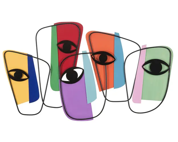 Decoratiune de perete Eyes -B, Mauro Ferretti, 120x72 cm, fier, multicolor