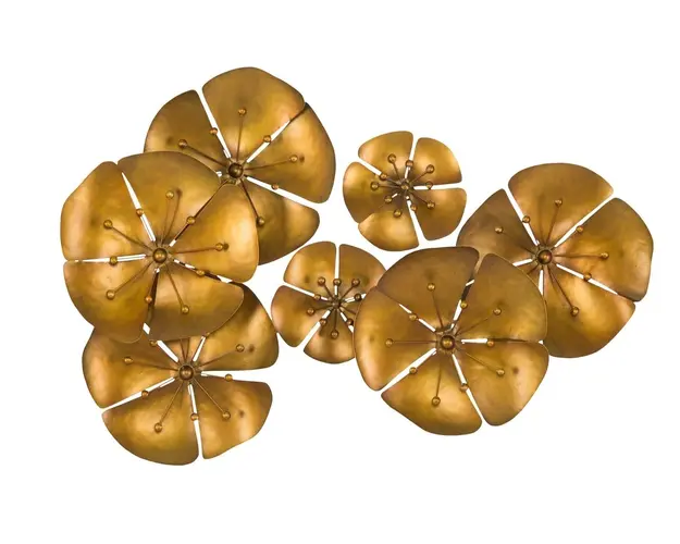 Decoratiune de perete, Flower Goldy, Mauro Ferretti, 80x57 cm, fier, auriu