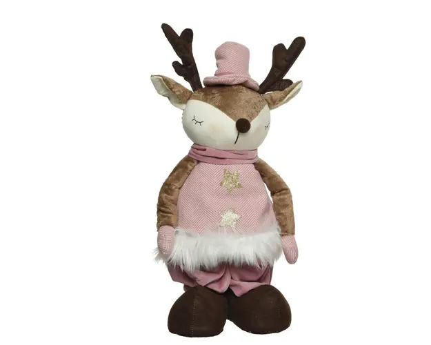 Figurina Deer standing Boy, Decoris, 24x15x78 cm, poliester, roz