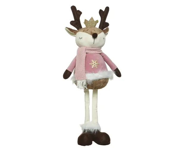 Figurina Deer standing Girl, Decoris, 17x14x48 cm, poliester, roz