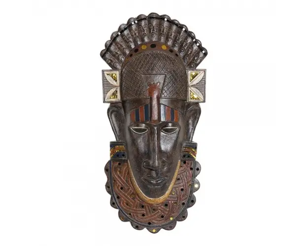 Decoratiune, DKD Home Decor, Figure Mask, 29 x 8 x 59 cm, rasina, maro