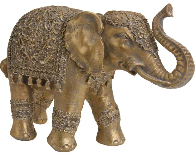 Decoratiune Elephant, 27x9x18 cm, poliston, auriu