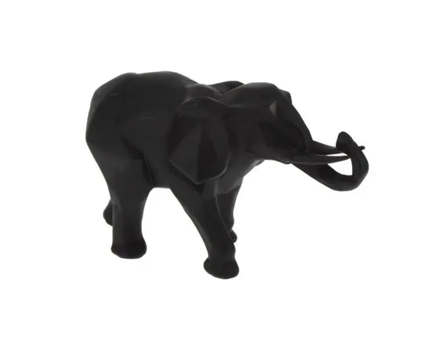 Decoratiune Elephant Geometric, 25x9x15 cm, polistone, negru