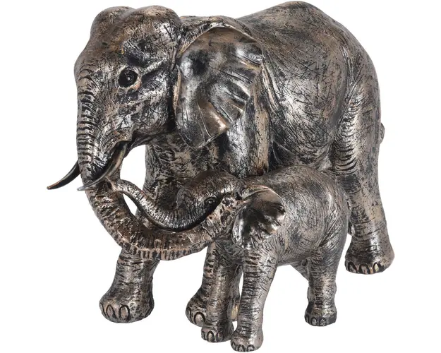 Decoratiune Elephant Mother and Son, 35x17x24 cm, polirasina