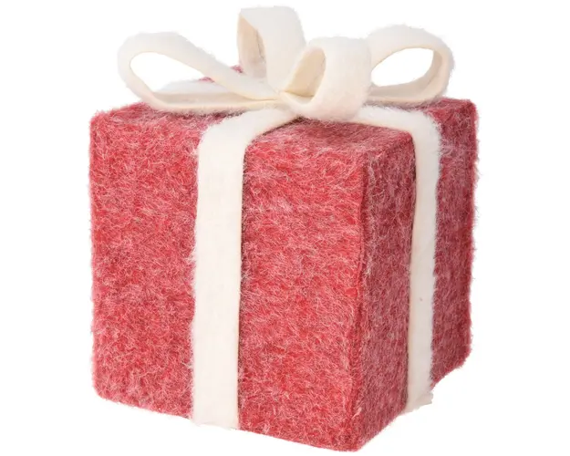 Decoratiune Giftbox v1, Excellent Houseware, 18x18x19 cm, polistiren, rosu