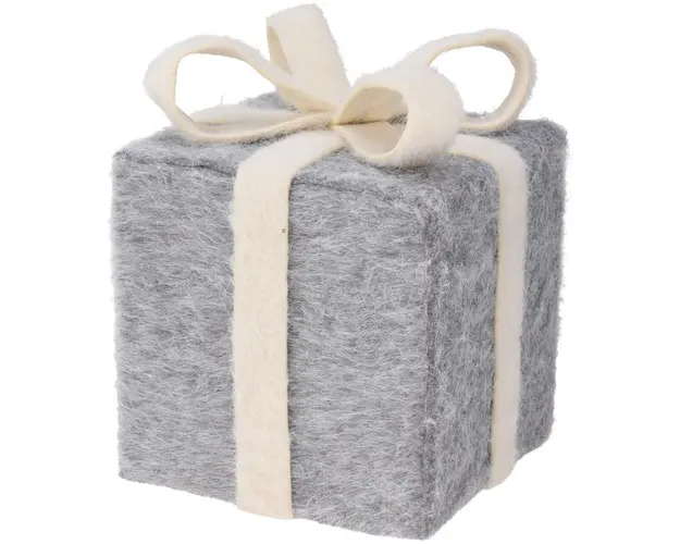 Decoratiune Giftbox v2, Excellent Houseware, 18x18x19 cm, polistiren, gri