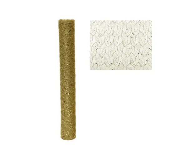 Decoratiune glitter leaf, Decoris, 200x35 cm, poliester, auriu