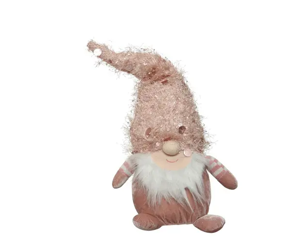 Decoratiune Gnome sitting Boy, Decoris, 22x12x59 cm, poliester, roz
