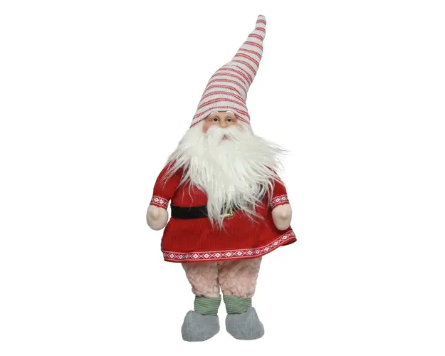 Decoratiune Gnome w dress red, Decoris, 25x14x60 cm, poliester, multicolor