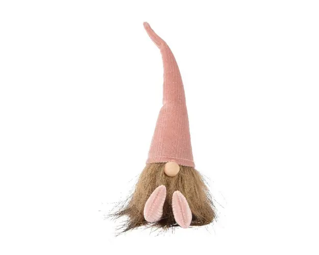 Decoratiune Gnome w hat medium pink, Decoris, 5x5x27 cm, poliester, roz