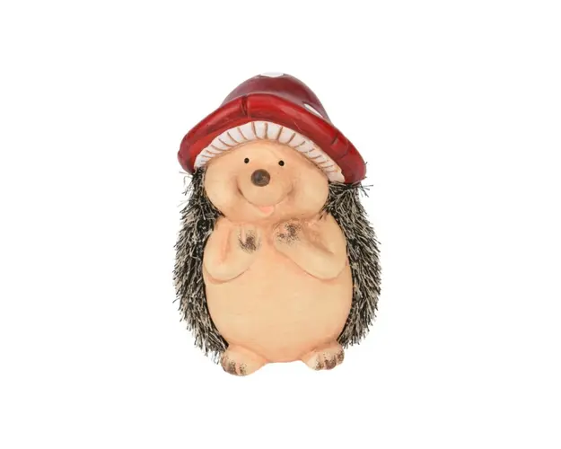 Decoratiune Hedgehog w Mushroom Hat v3, Excellent Houseware, 8.5x7.7x12.8 cm, teracota, multicolor