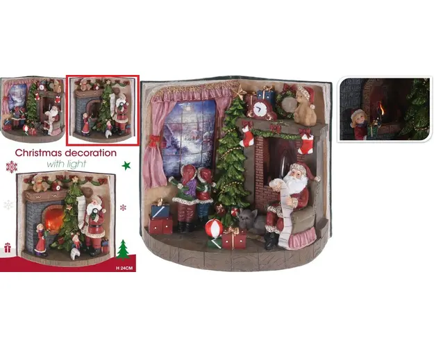 Decoratiune luminoasa Book w Santa standing , 30.5x19x24.5 cm, poliston, muliticolor