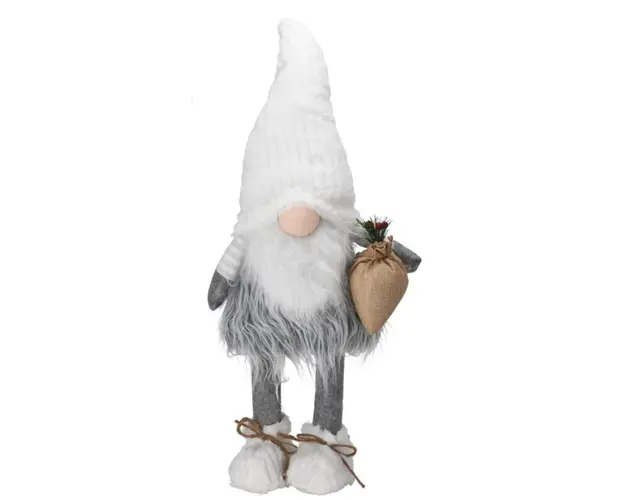 Decoratiune luminoasa Boy Gnome w hat white, 26x26x65 cm, plus, gri/alb