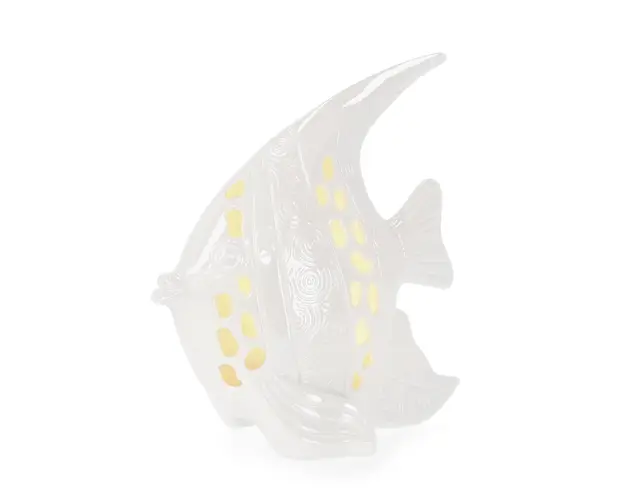 Decoratiune luminoasa Capri Porc Fish, Bizzotto, LED, 19.5 x 11.3 x 20.5 cm, portelan