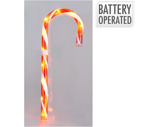Decoratiune luminoasa cu 11 LED-uri Candy Cane, Excellent Houseware, 13x1.8x45 cm, cu baterii, alb/rosu