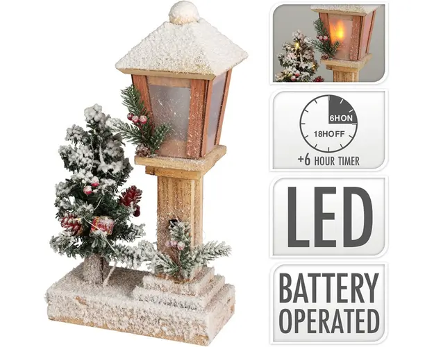 Decoratiune luminoasa cu LED Street Lamp w Tree, Excellent Houseware, 19x11.5x37 cm, multicolor