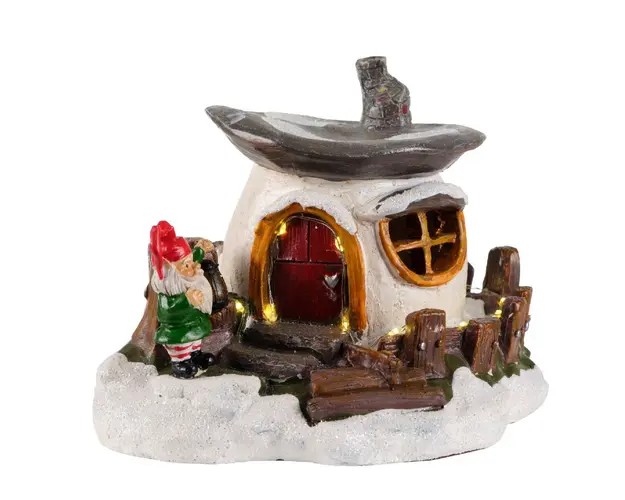 Decoratiune luminoasa Gnome house, Lumineo, 19x14x13 cm, 17 LED-uri, plastic, multicolor