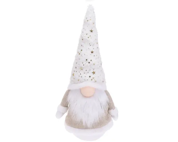 Decoratiune luminoasa Gnome w hat w stars, 17x13x43 cm, poliester, roz