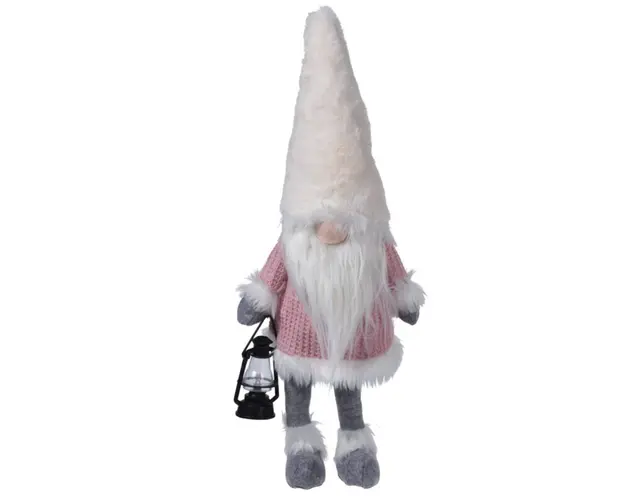 Decoratiune luminoasa Gnome w pink body, 26x18x51 cm, plus, alb/roz