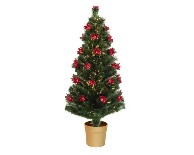 Brad cu detalii florale luminoase, brand Lumineo, 45x90 cm, 35 LED-uri, lumina calda