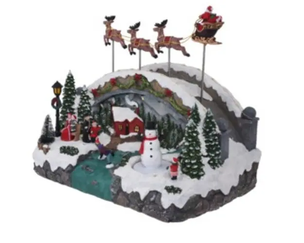 Decoratiune luminoasa Village with Snowman, 33.5x22.5x27.5 cm, poliston, multicolor