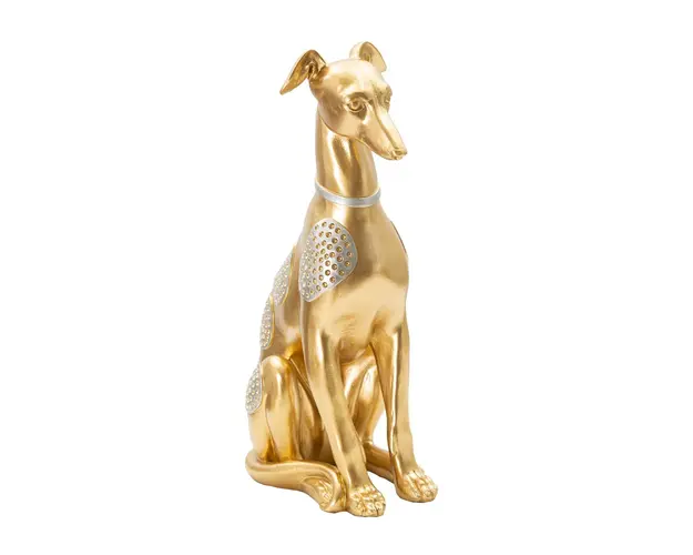 Decoratiune, Mauro Ferretti, Sit Dog, 19.8 x 10 x 29 cm, polirasina, auriu