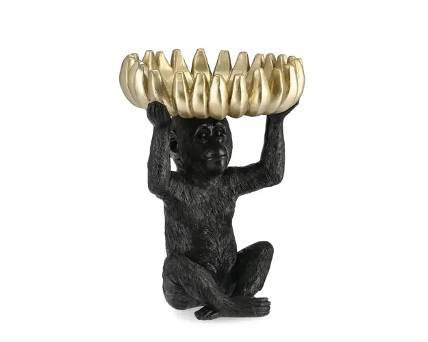 Decoratiune Mira, Bizzotto, 23 x 22.8 x 33 cm, polirasina, negru/auriu