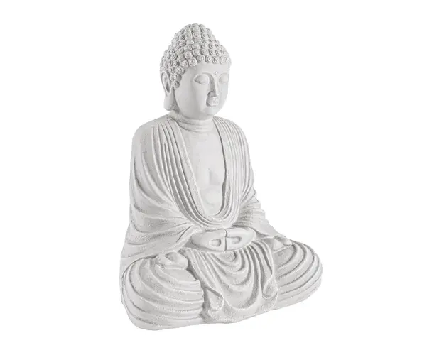 Decoratiune Pattaya Buddha Seated, Bizzotto, 33.5x25x42 cm, alb