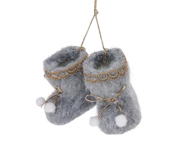 Decoratiune pentru brad Shoe Hanging v2, Excellent Houseware, 7.5x5x7 cm, poliester, gri