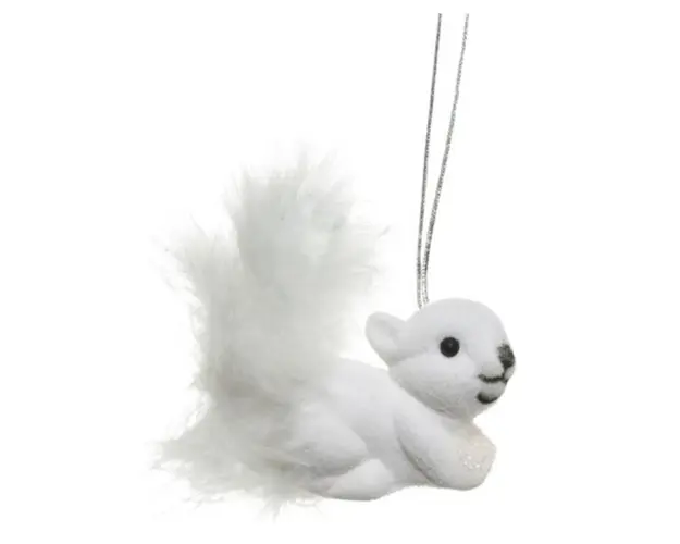 Decoratiune pentru brad Squirell, Decoris, 6x3x4 cm, alb