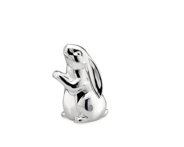 Decoratiune Rabbit, Hermann Bauer, 14x11x19 cm, portelan, argintiu