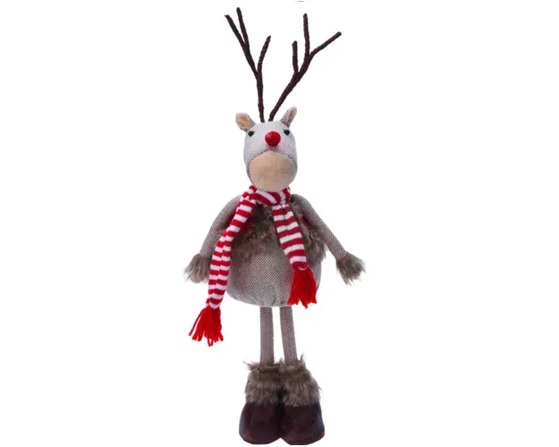 Decoratiune Reindeer in red coat, 19x14x48 cm, poliester, multicolor