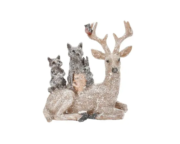 Decoratiune Reindeer, raccoon and rabbit, 13x7x15 cm, poliston