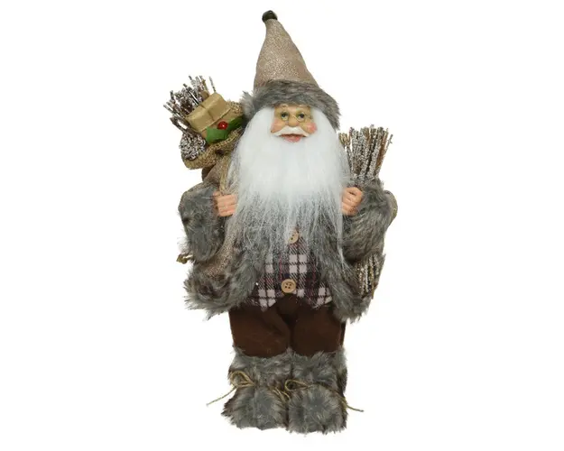 Decoratiune Santa w giftbag &amp; branch, Decoris, 30x17x45 cm, poliester, multicolor