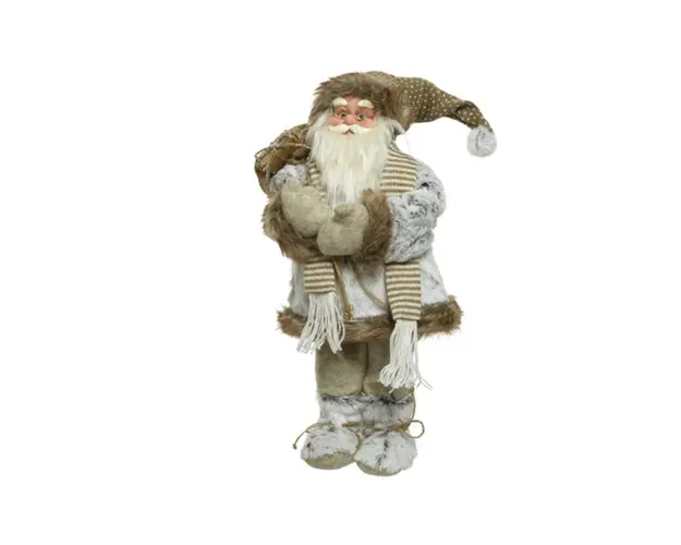 Decoratiune Santa w scarf, Decoris, H60 cm, poliester, maro